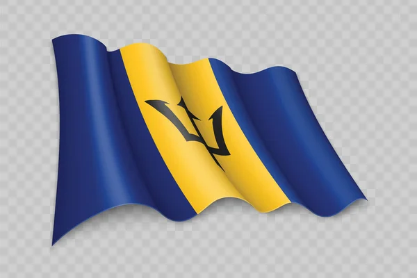 Bandera Ondeante Realista Barbados Sobre Fondo Transparente — Vector de stock