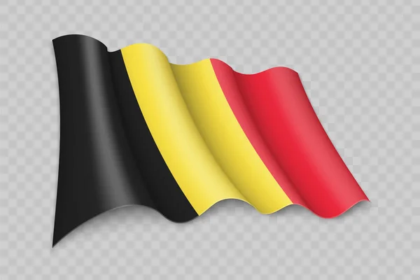 Gelombang Realistik Bendera Belgia Pada Latar Transparan - Stok Vektor