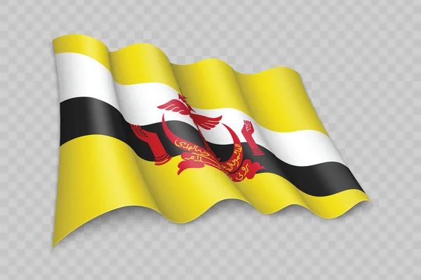 Şeffaf Arkaplanda Brunei Bayrağını Sallayan Gerçekçi — Stok Vektör