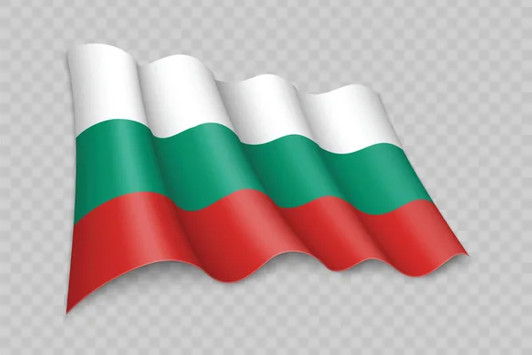 Realisztikus Integetés Zászló Bulgária Átlátható Háttér — Stock Vector