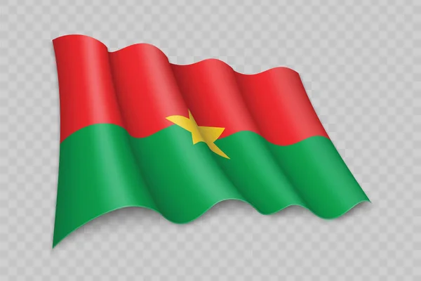 Bandera Ondeante Realista Burkina Faso Sobre Fondo Transparente — Vector de stock