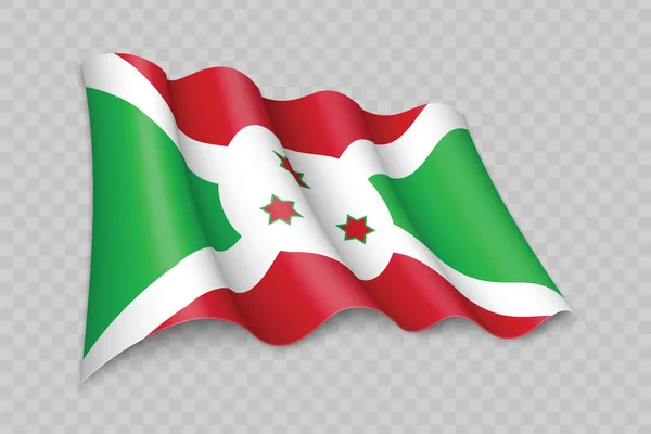 Bandera Realista Ondeando Burundi Sobre Fondo Transparente — Vector de stock