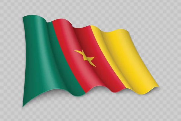 Realistyczna Flaga Kamerunu Przejrzystym Tle — Wektor stockowy