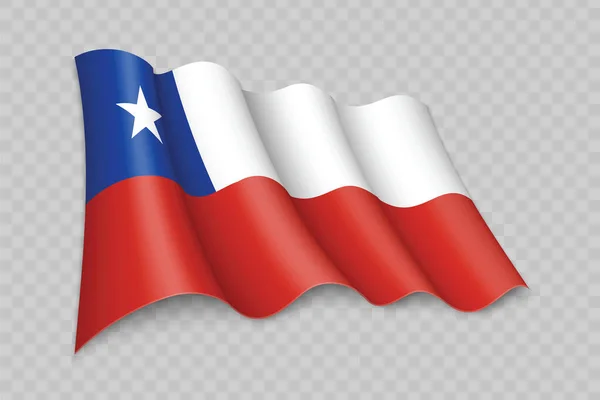 Realistyczna Flaga Chile Przejrzystym Tle — Wektor stockowy