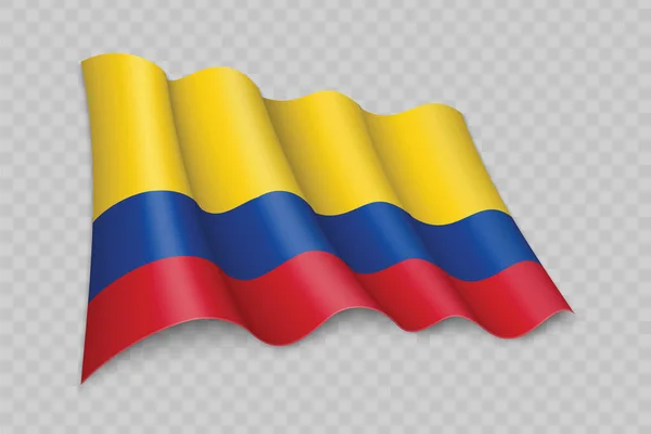Реалистичное Размахивание Флагом Колумбии Прозрачном Фоне — стоковый вектор