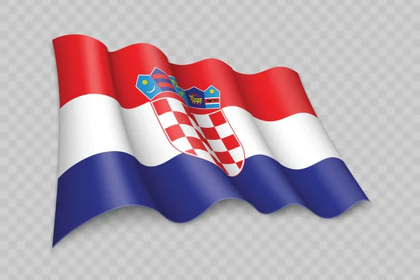 Realistic Srowing Flag Croatia 인터넷 데이터베이스 — 스톡 벡터
