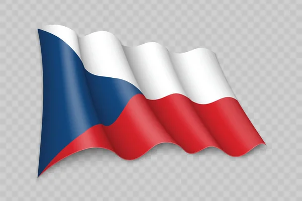 Реалистичное Размахивание Флагом Чехии Прозрачном Фоне — стоковый вектор