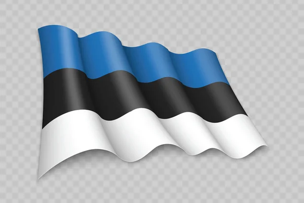 Realistisk Vinka Estlands Flagga Transparent Bakgrund — Stock vektor