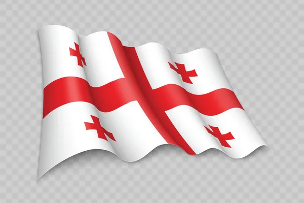 Реалистичное Размахивание Флагом Грузии Прозрачном Фоне — стоковый вектор