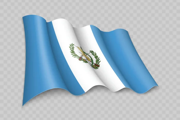 Realista Acenando Bandeira Guatemala Fundo Transparente — Vetor de Stock