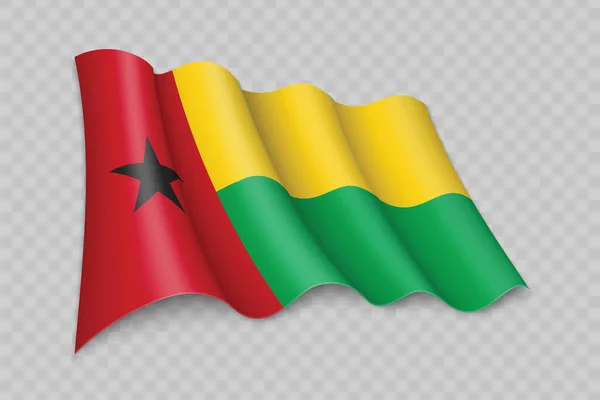 Realistické Mávání Vlajkou Guineje Bissau Průhledném Pozadí — Stockový vektor