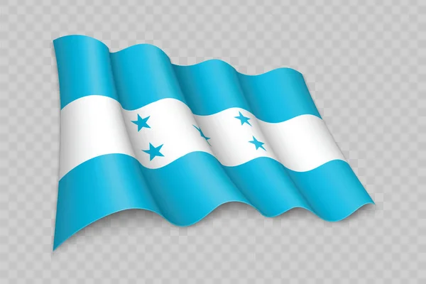 Realistische Golvende Vlag Van Honduras Transparante Achtergrond — Stockvector