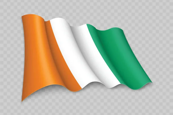 Realistische Golvende Vlag Van Ivoorkust Transparante Achtergrond — Stockvector