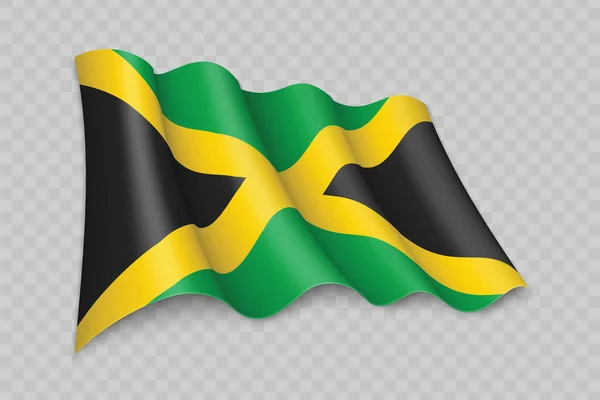 Realista Acenando Bandeira Jamaica Fundo Transparente — Vetor de Stock