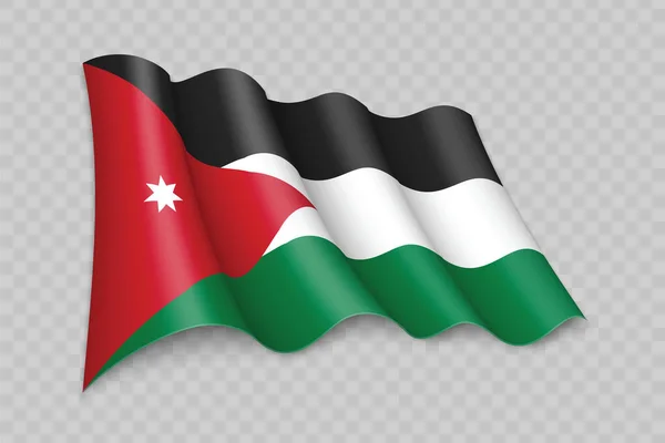 Bandera Ondeante Realista Jordania Sobre Fondo Transparente — Archivo Imágenes Vectoriales