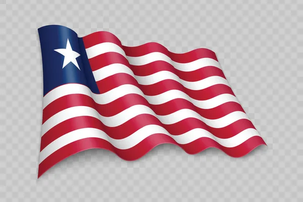 Реалістичне Розмахування Прапор Ліберії Прозорому Тлі — стоковий вектор
