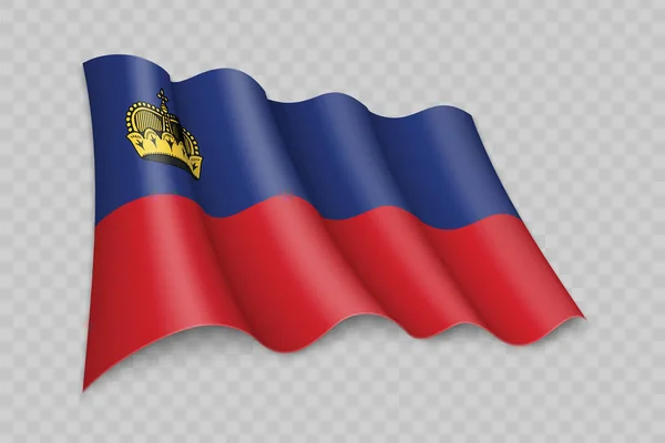Bandera Ondeante Realista Liechtenstein Sobre Fondo Transparente — Archivo Imágenes Vectoriales