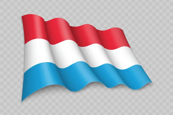 Realistisches Fahnenschwenken Der Luxemburger Flagge Auf Transparentem Hintergrund — Stockvektor