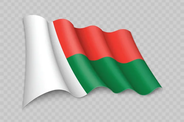 Realisztikus Integetés Zászló Madagaszkár Átlátszó Háttér — Stock Vector