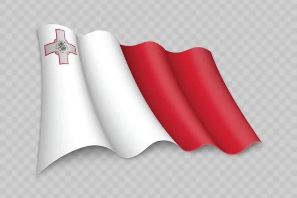 Ρεαλιστική Κυματίζει Σημαία Της Μάλτας Διαφανές Φόντο — Διανυσματικό Αρχείο