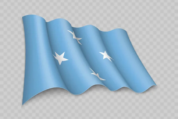 Bandera Ondeante Realista Micronesia Sobre Fondo Transparente — Vector de stock