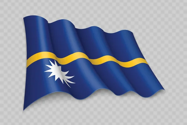 Realistiska Viftande Flagga Nauru Transparent Bakgrund — Stock vektor