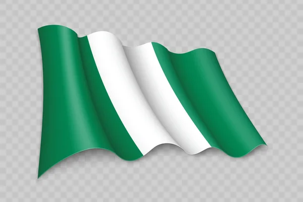 Realistic Waving Flag Nigeria Transparent Background — Stock Vector