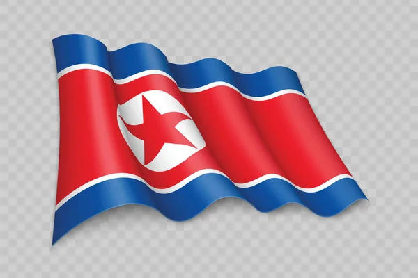 Drapeau Corée Nord Sur Fond Transparent — Image vectorielle