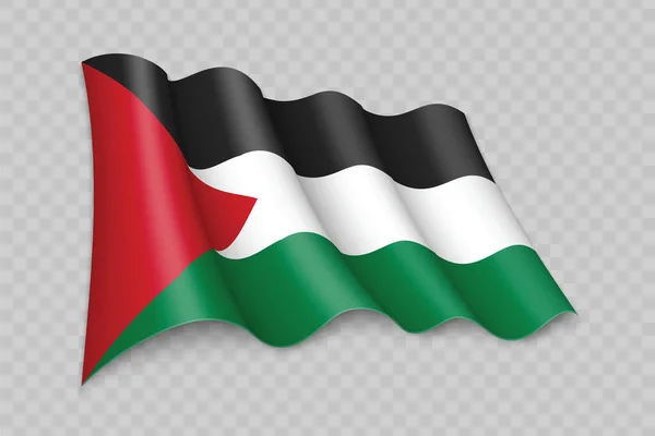Bandiera Sventolante Realistica Della Palestina Sfondo Trasparente — Vettoriale Stock