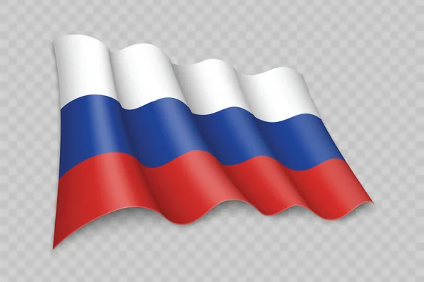 Realistic Waving Flag Russia Transparent Background — Stock Vector