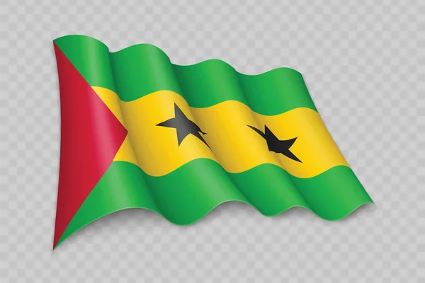 Realistische Golvende Vlag Van Sao Tomé Principe Transparante Achtergrond — Stockvector