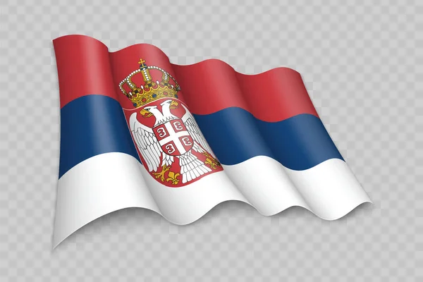 Realistische Golvende Vlag Van Servië Transparante Achtergrond — Stockvector