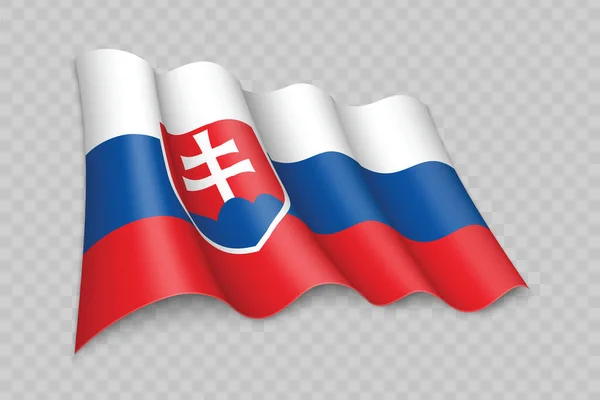 Bandera Ondeante Realista Eslovaquia Sobre Fondo Transparente — Vector de stock