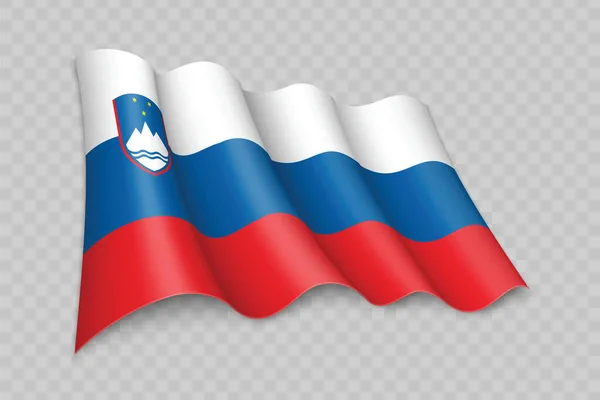 Realistic Waving Flag Slovenia Transparent Background — Stock Vector