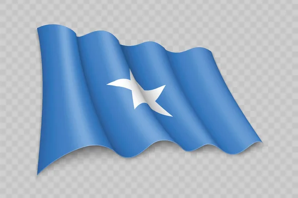 Bandera Ondeante Realista Somalia Sobre Fondo Transparente — Vector de stock