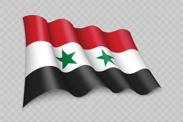Realista Acenando Bandeira Síria Fundo Transparente — Vetor de Stock