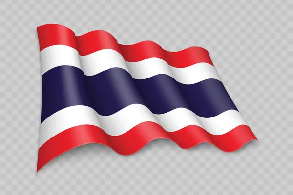 Realistyczne Machanie Flaga Tajlandii Przejrzystym Tle — Wektor stockowy
