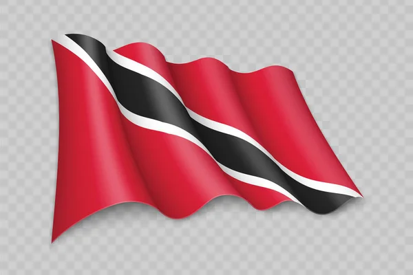 Bandera Ondeante Realista Trinidad Tobago Sobre Fondo Transparente — Vector de stock