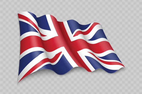 Bandera Ondeante Realista Del Reino Unido Sobre Fondo Transparente — Archivo Imágenes Vectoriales