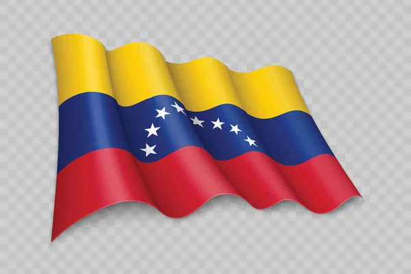Bandiera Sventolante Realistica Del Venezuela Sfondo Trasparente — Vettoriale Stock