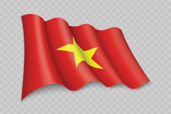 Gelombang Realistik Bendera Vietnam Pada Latar Transparan - Stok Vektor