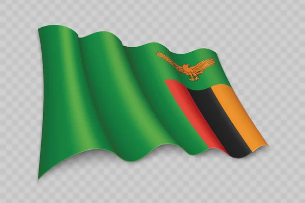 Realista Acenando Bandeira Zâmbia Fundo Transparente —  Vetores de Stock