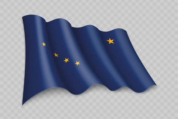Realistisk Viftande Flagga Alaska Stat Usa Transparent Bakgrund — Stock vektor