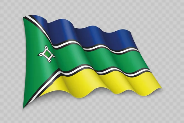 Realistisk Viftande Flagga Amapa Stat Brasilien Transparent Bakgrund — Stock vektor
