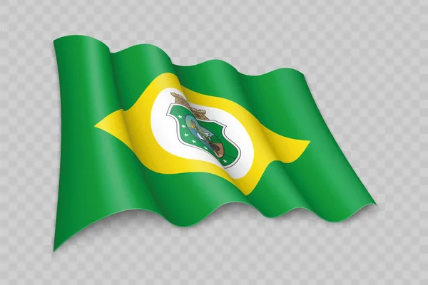 Ρεαλιστική Κυματίζει Σημαία Της Ceara Είναι Μια Πολιτεία Της Βραζιλίας — Διανυσματικό Αρχείο