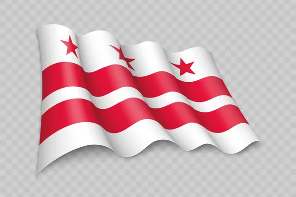 Realisztikus Integetés Zászló District Columbia Egy Állam Egyesült Államok Átlátható — Stock Vector