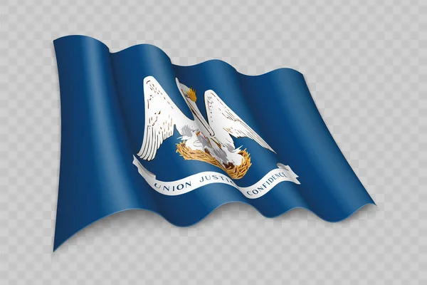 Bandeira Acenar Realista Louisiana Estado Dos Estados Unidos Fundo Transparente — Vetor de Stock