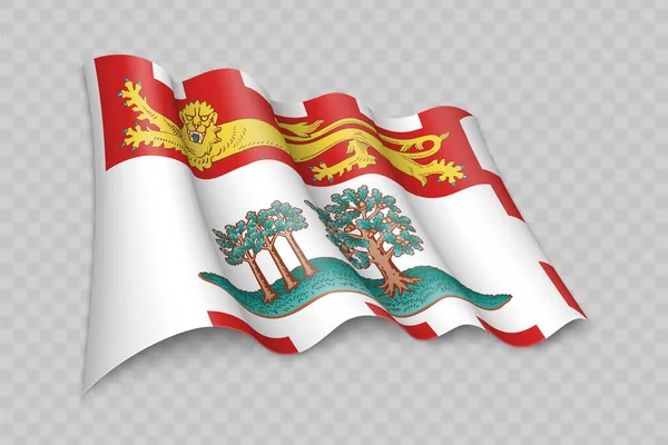 Realistické Mávání Vlajkou Prince Edward Island Stát Kanady Průhledném Pozadí — Stockový vektor