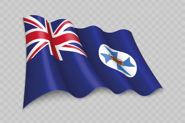 퀸즐랜드주 깃발을 흔드는 리얼리즘적 흔들기 Realistic Srowing Flag Queensland 배경을 — 스톡 벡터