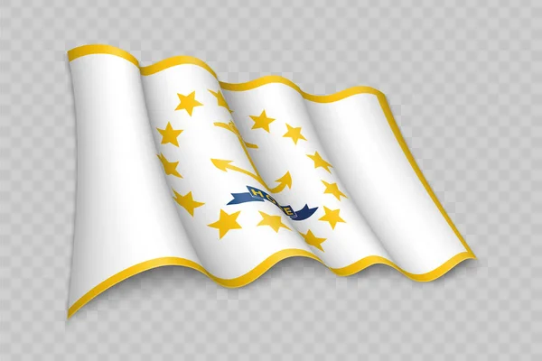 Ρεαλιστική Κυματίζει Σημαία Της Rhode Island Είναι Μια Κατάσταση Των — Διανυσματικό Αρχείο